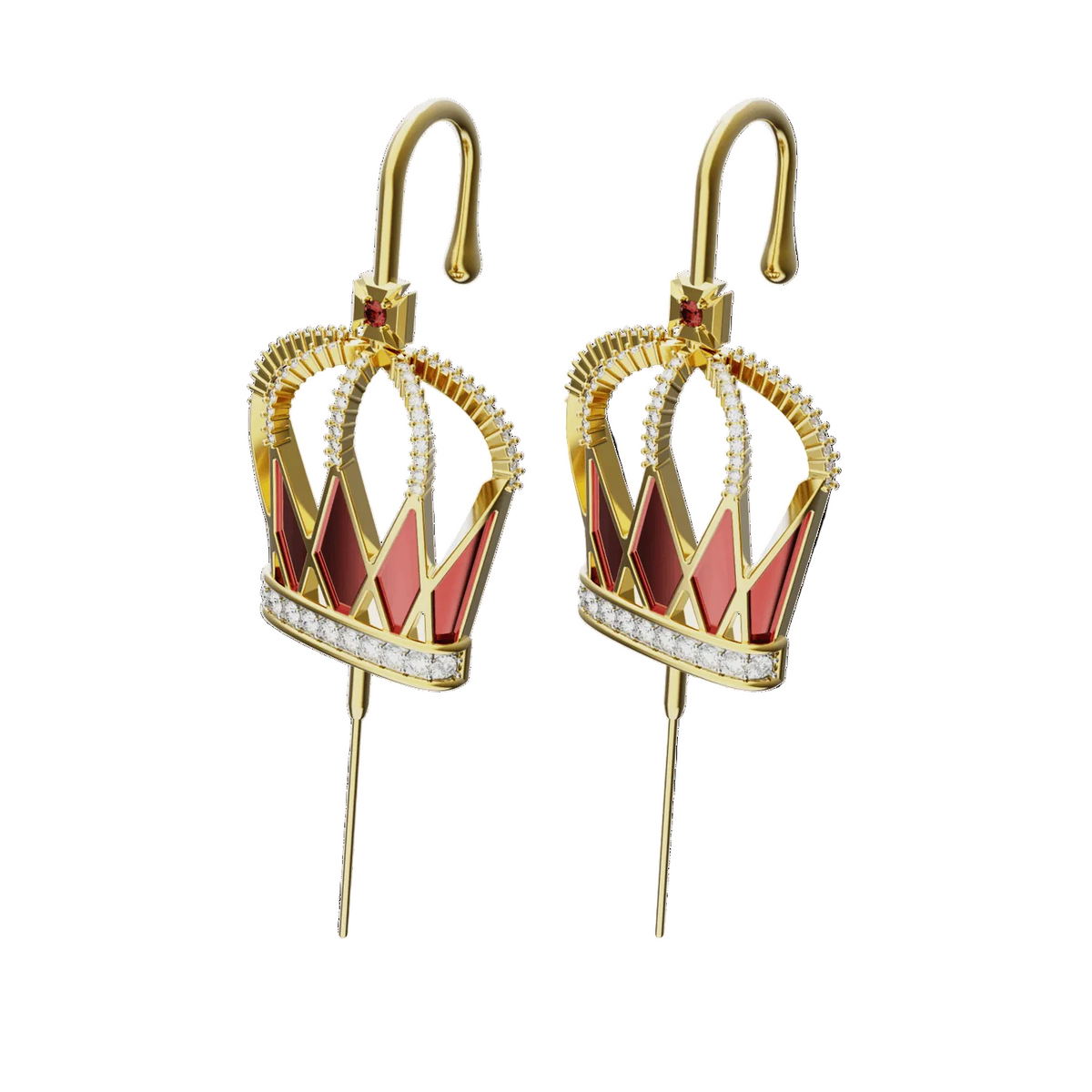 Royalty ear cuffs in gold, a pair