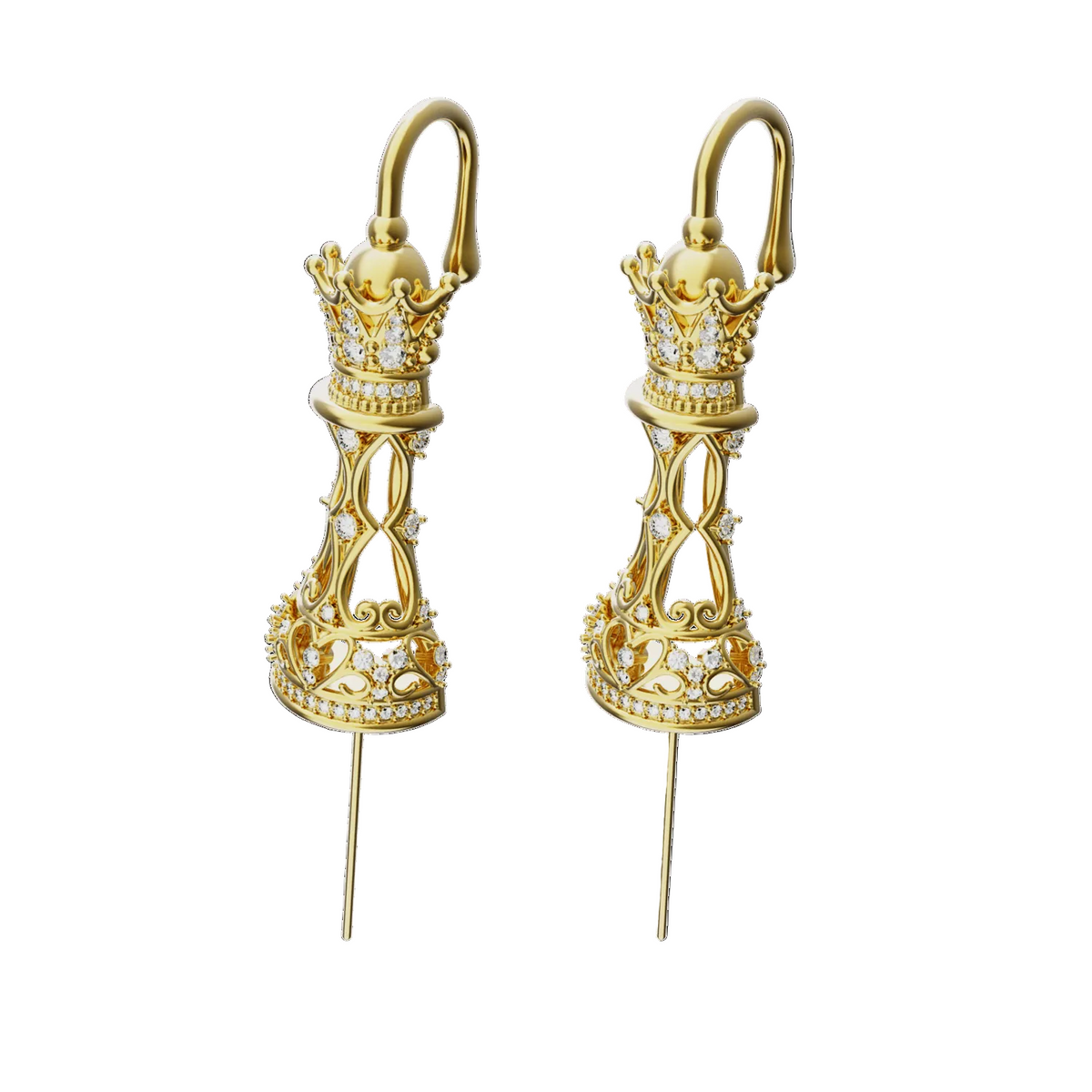 Royal Queen ear cuffs in gold, a pair