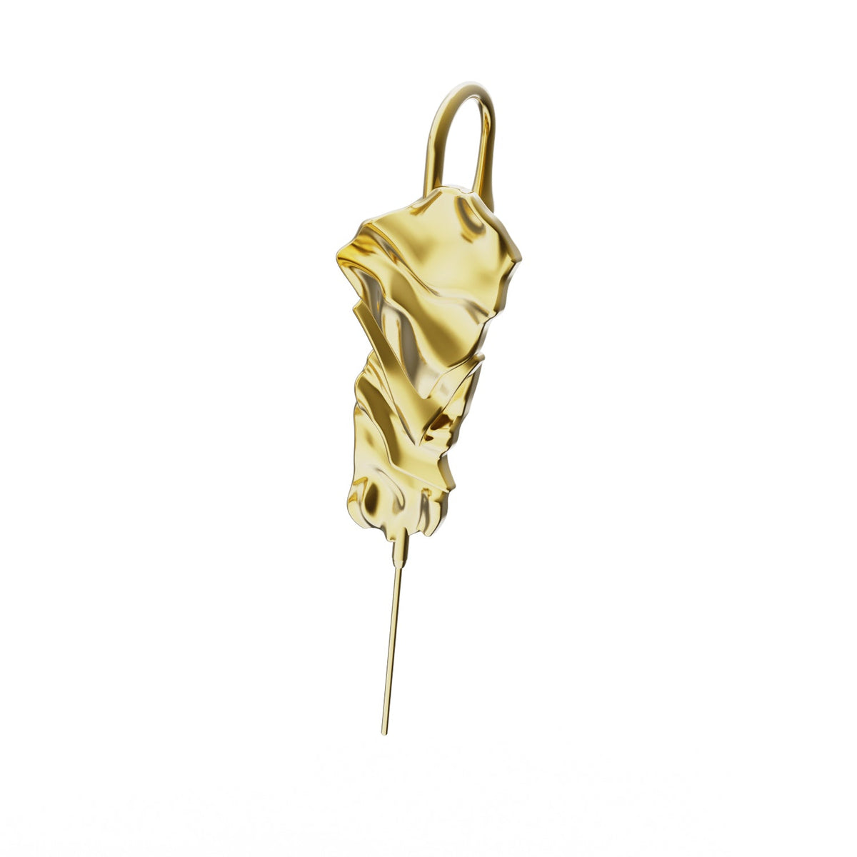Sculpted Cascade ear cuff in gold, single