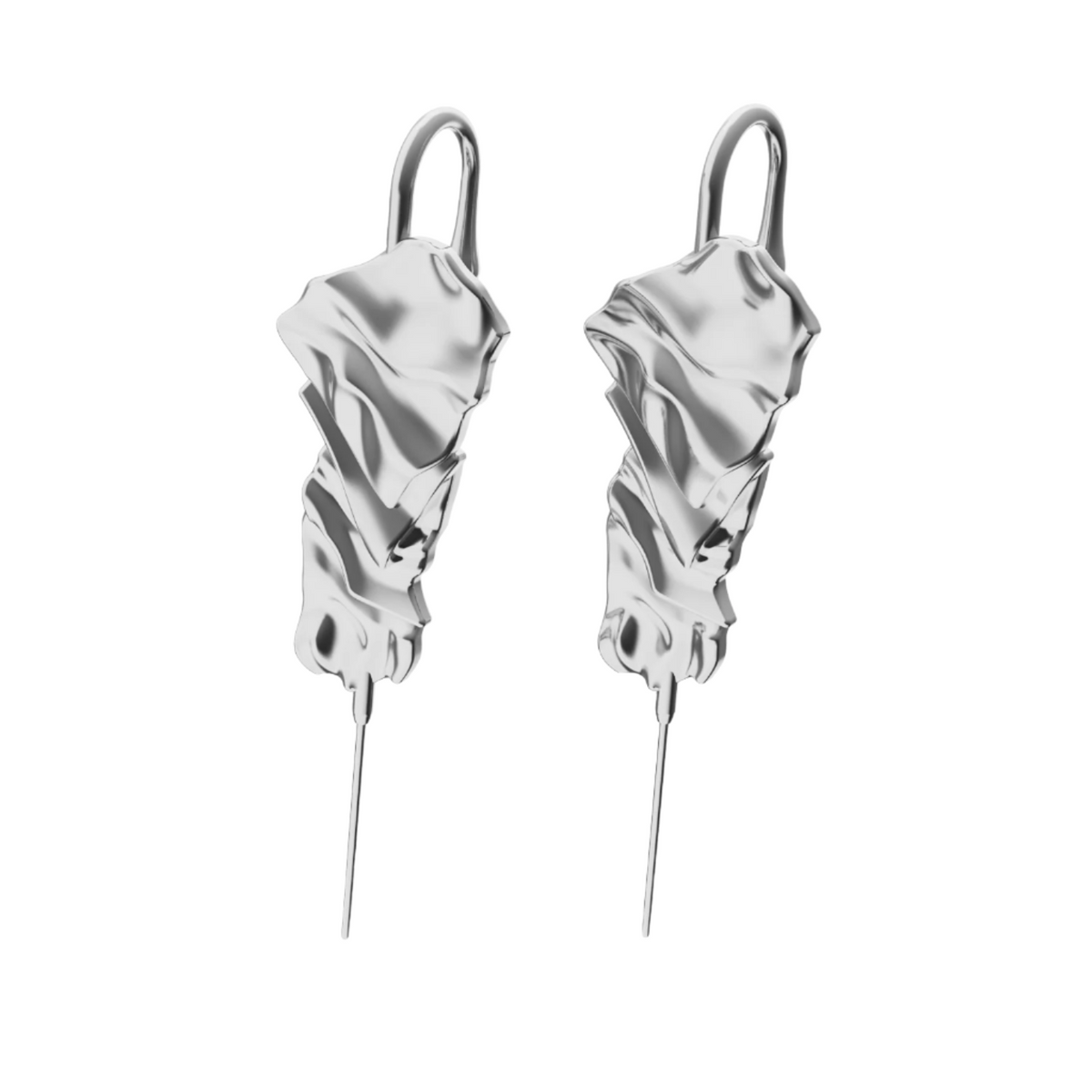 Sculpted Cascade ear cuffs in silver, a pair