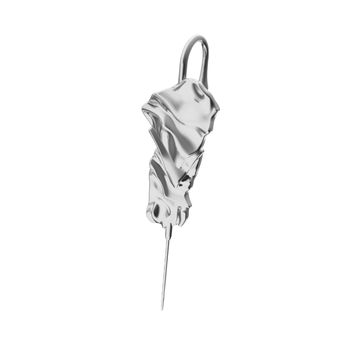 Sculpted Cascade ear cuff in silver, single