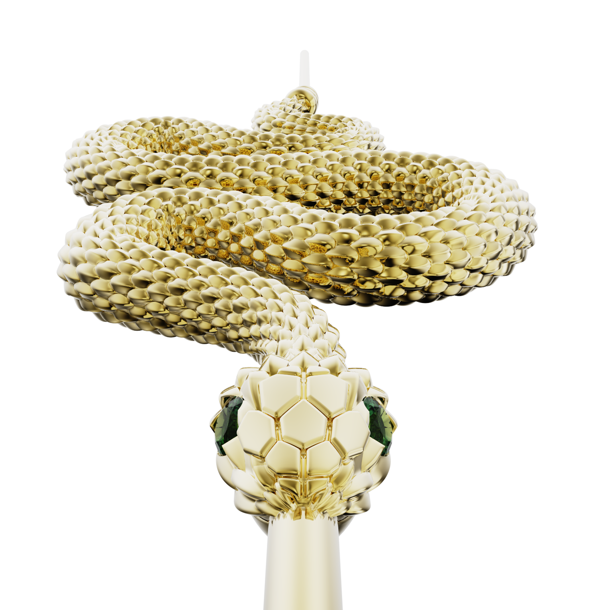 Serpent ear cuff in gold on a black ear form