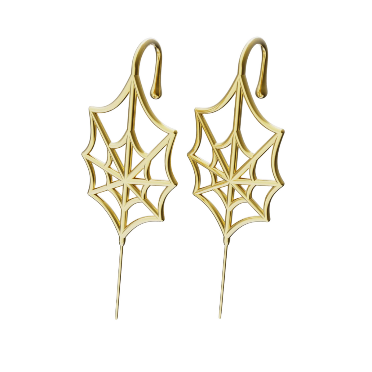 Silky Web ear cuffs in gold, a pair