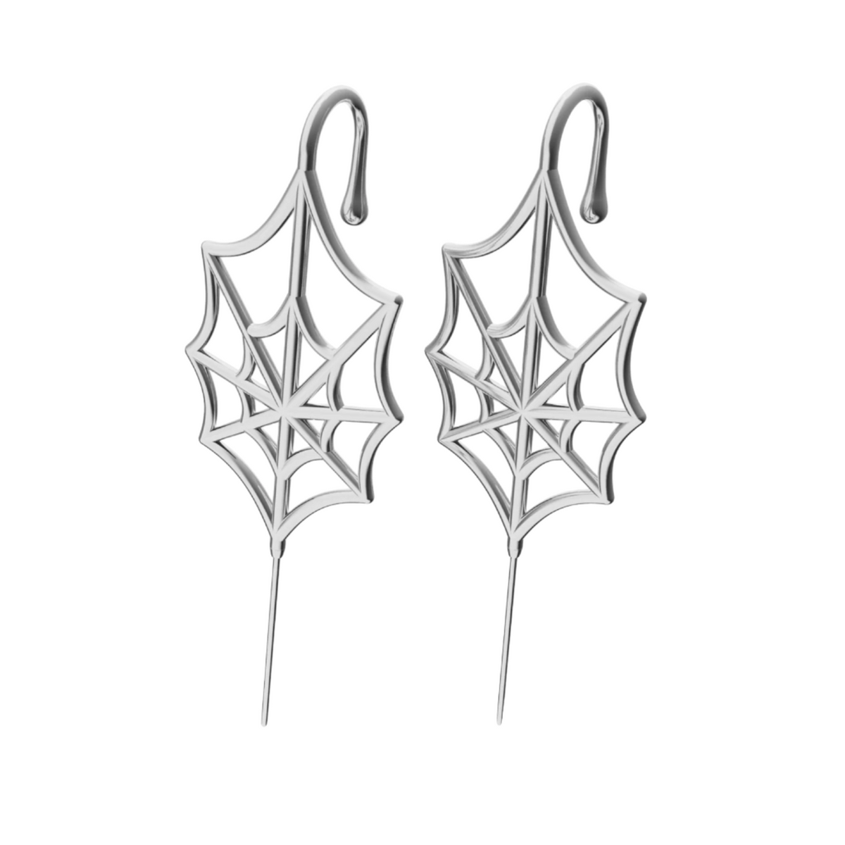 Silky Web ear cuffs in silver, a pair