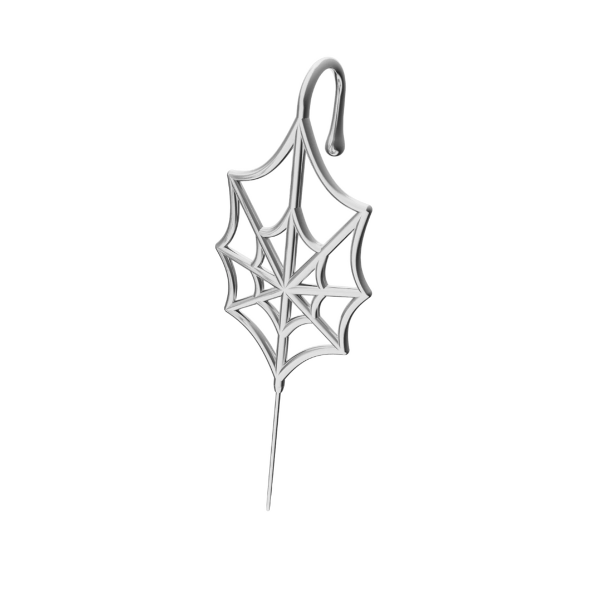 Silky Web ear cuff in silver, single
