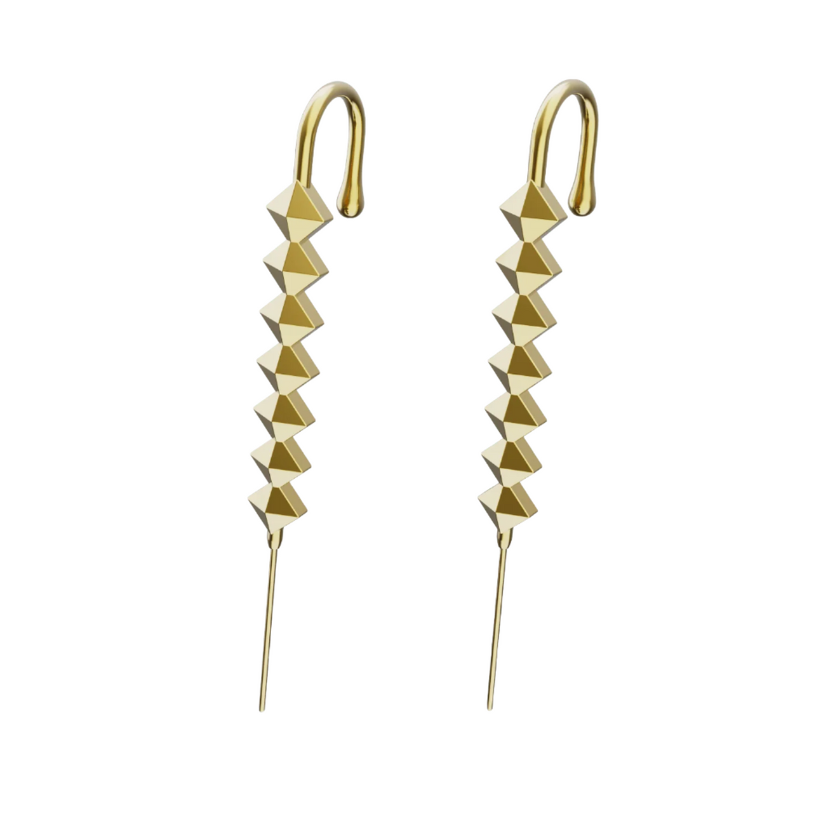 Studded ear cuffs in gold, a pair