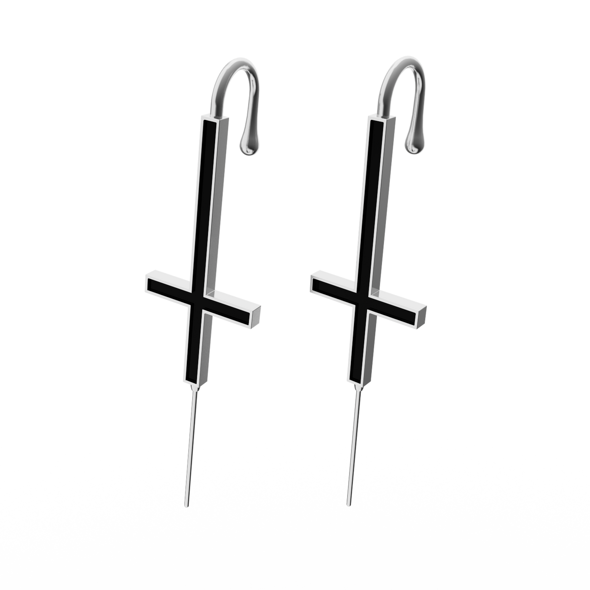 St. Peter Cross ear cuffs in silver, a pair
