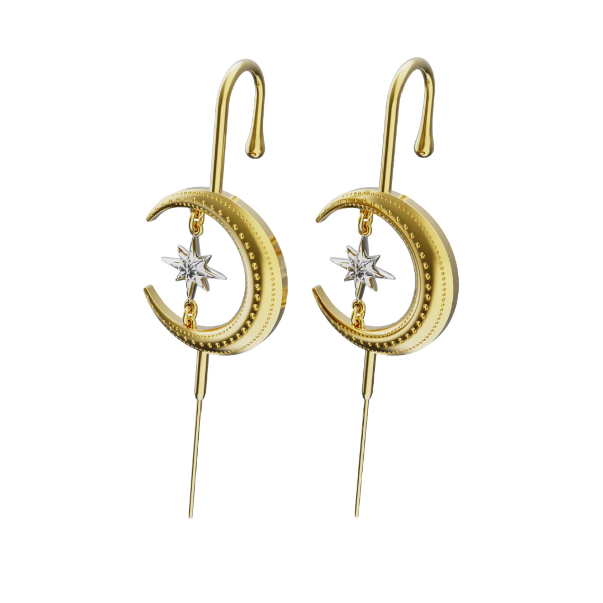Cosmic Connection ear cuffs in gold, a pair