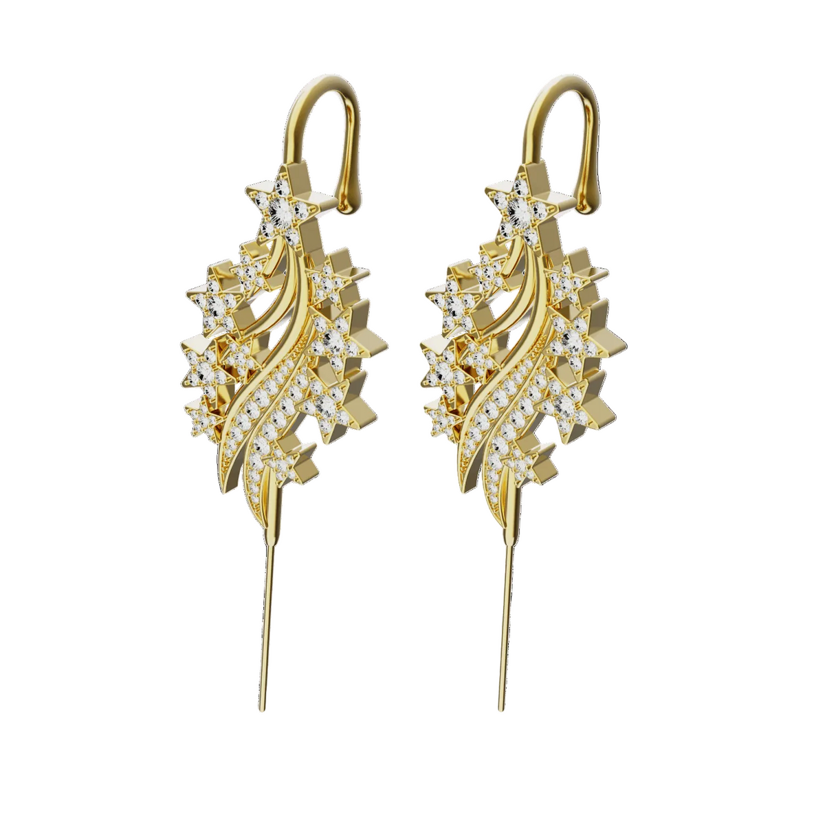 Starfall ear cuffs in gold, a pair