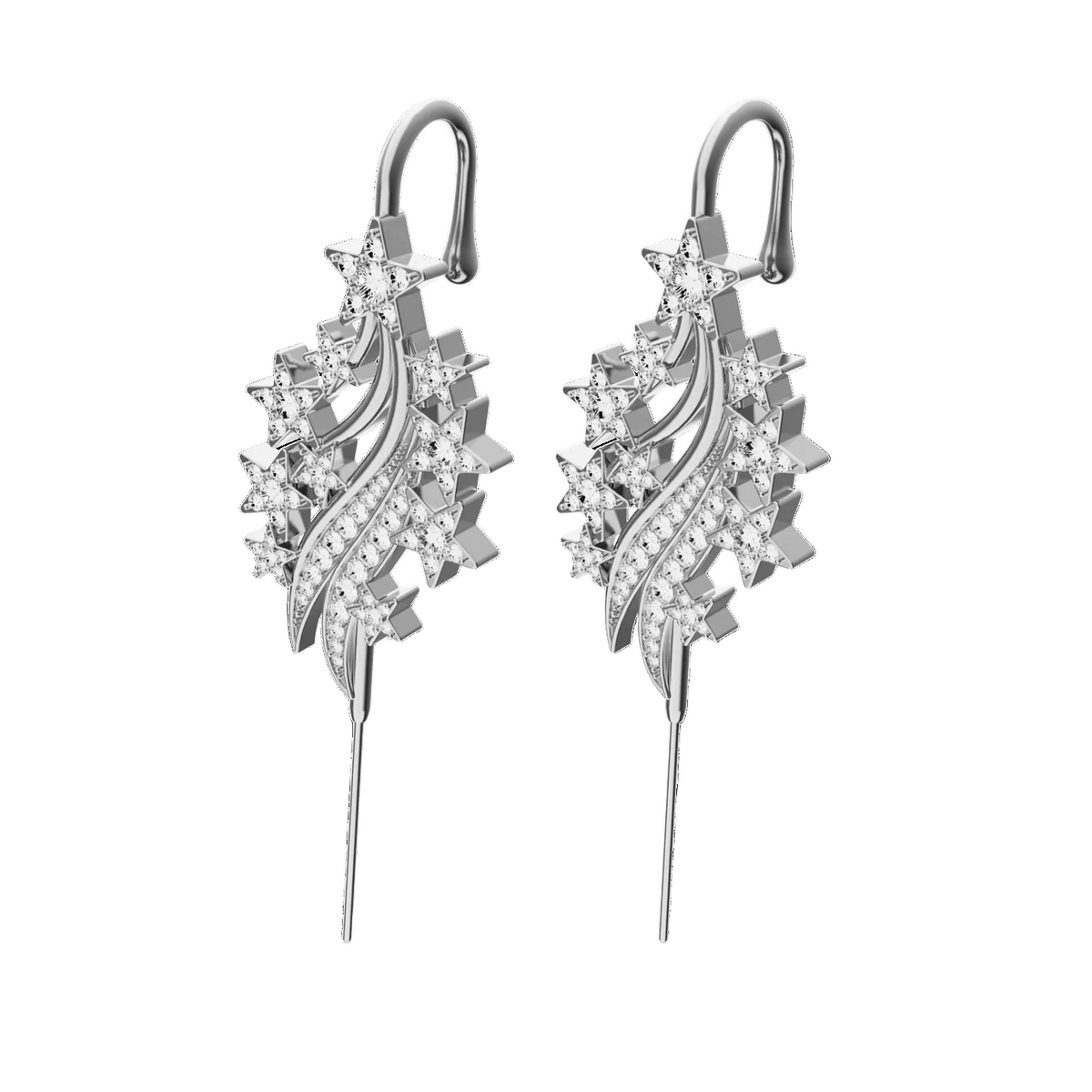 Starfall ear cuffs in silver, a pair