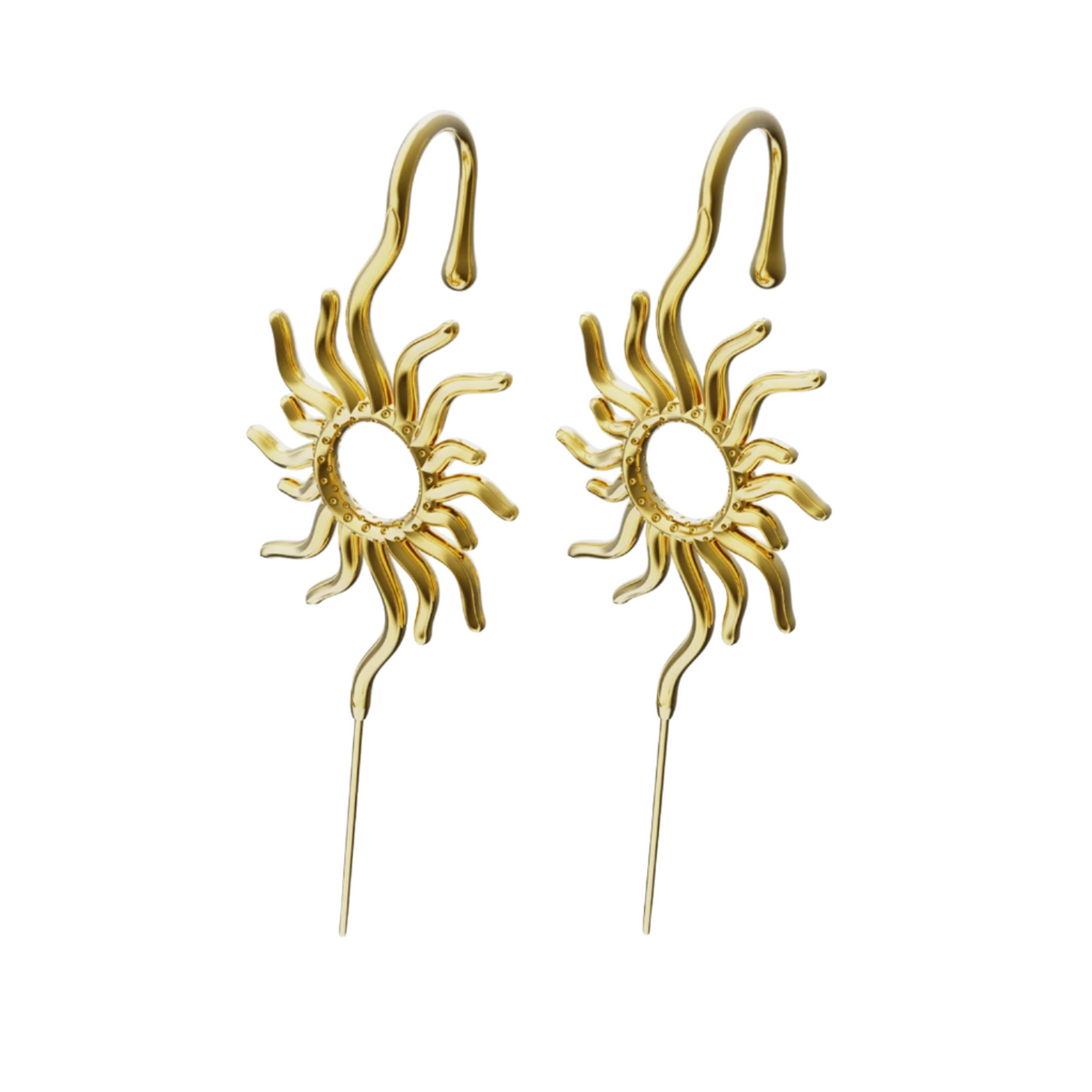Sunfire ear cuffs in gold, a pair