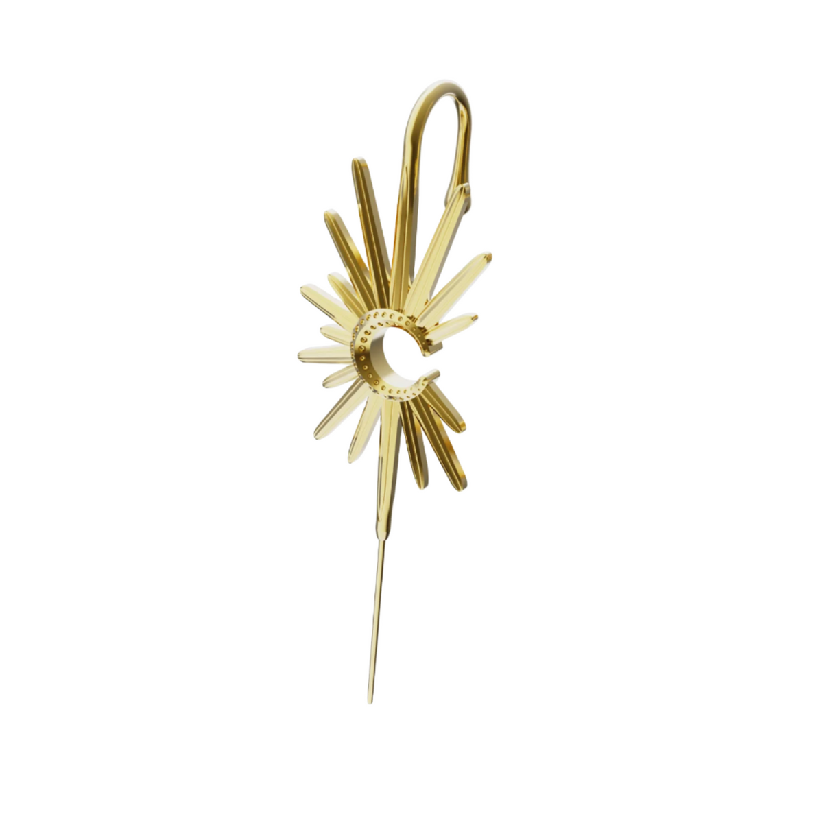 Sunray ear cuff in gold, right-ear version