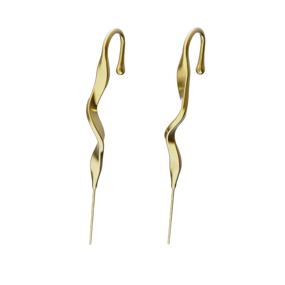 Twisted ear cuffs in gold, a pair