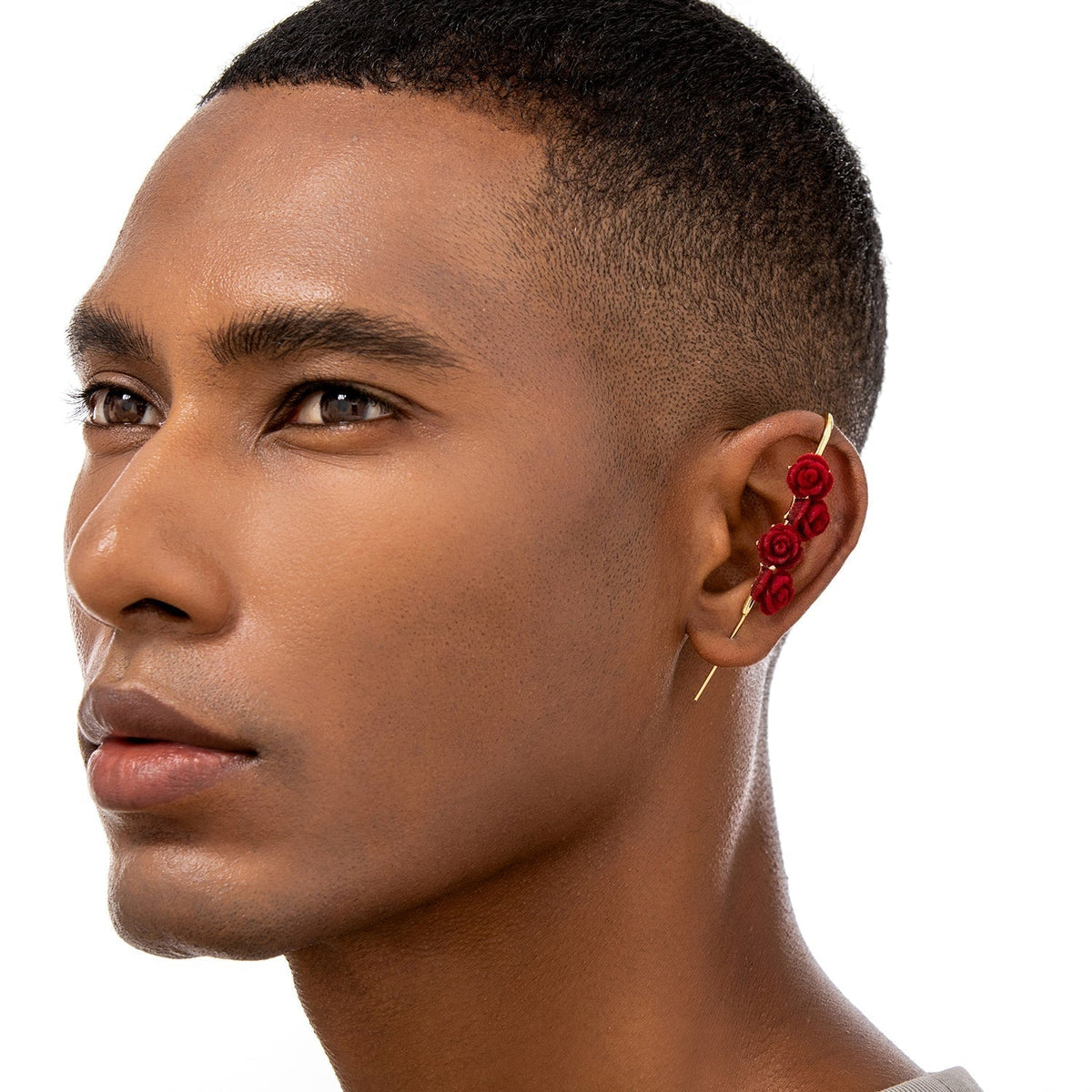 Thorn & Grace ear cuff worn on the ear, profile view