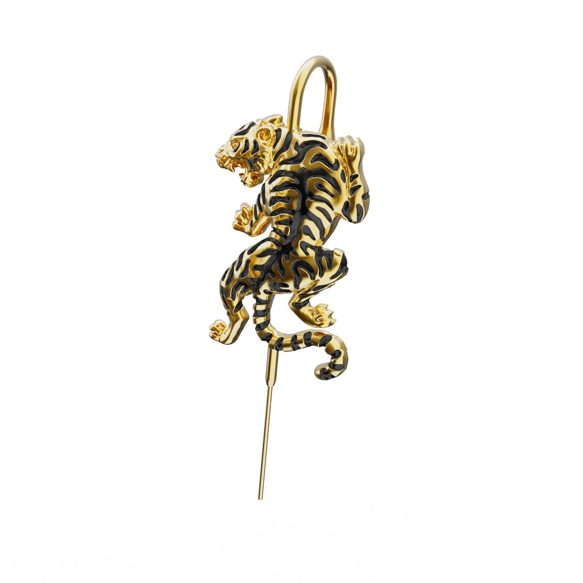 Prowling Tiger ear cuff in gold, single