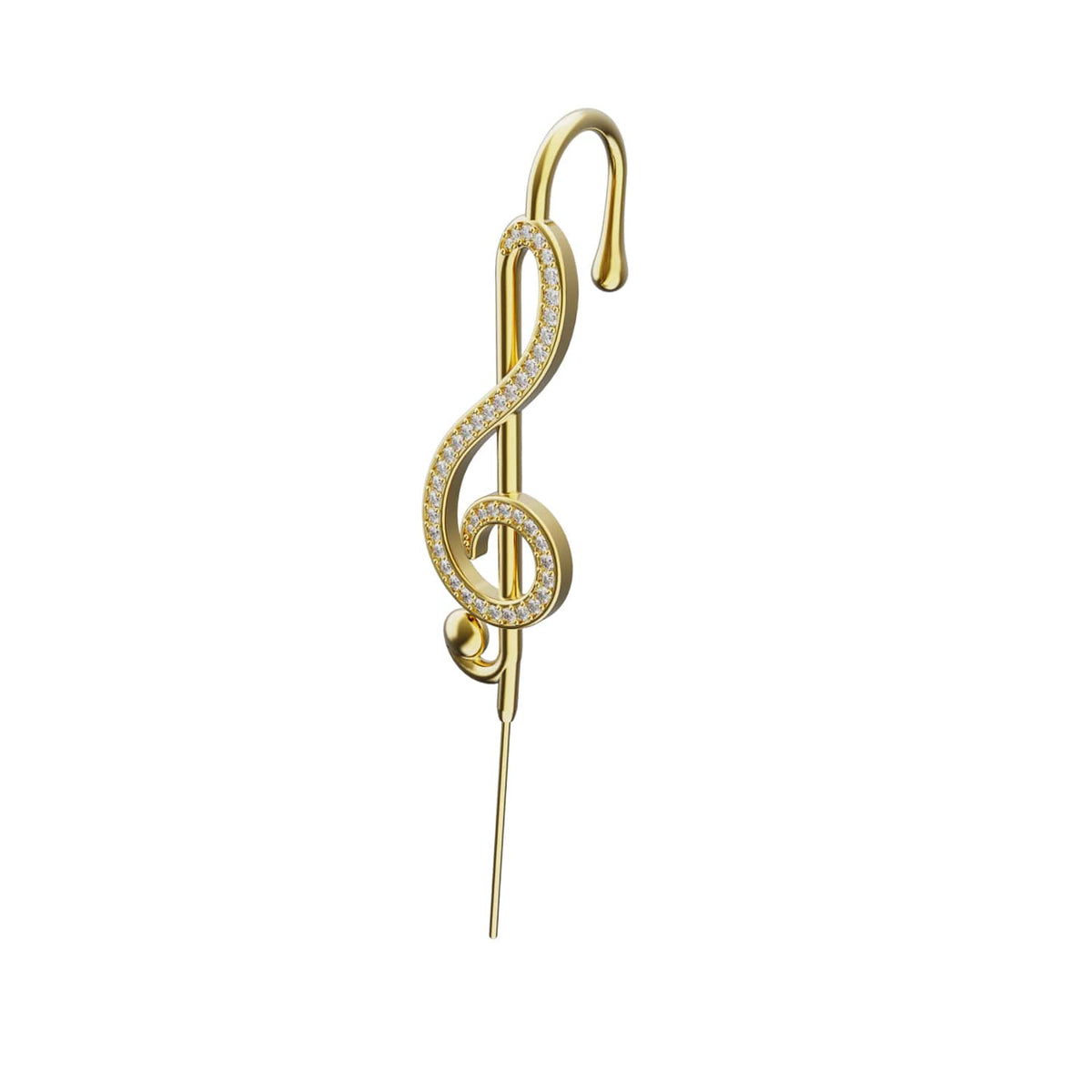Treble Clef ear cuff in gold, single