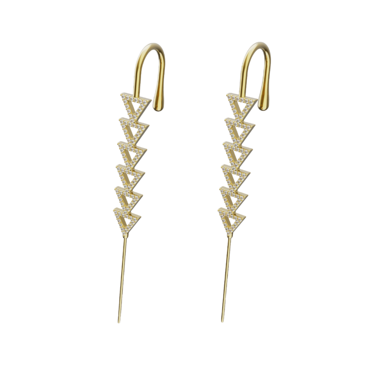 Triangle ear cuffs in gold, a pair