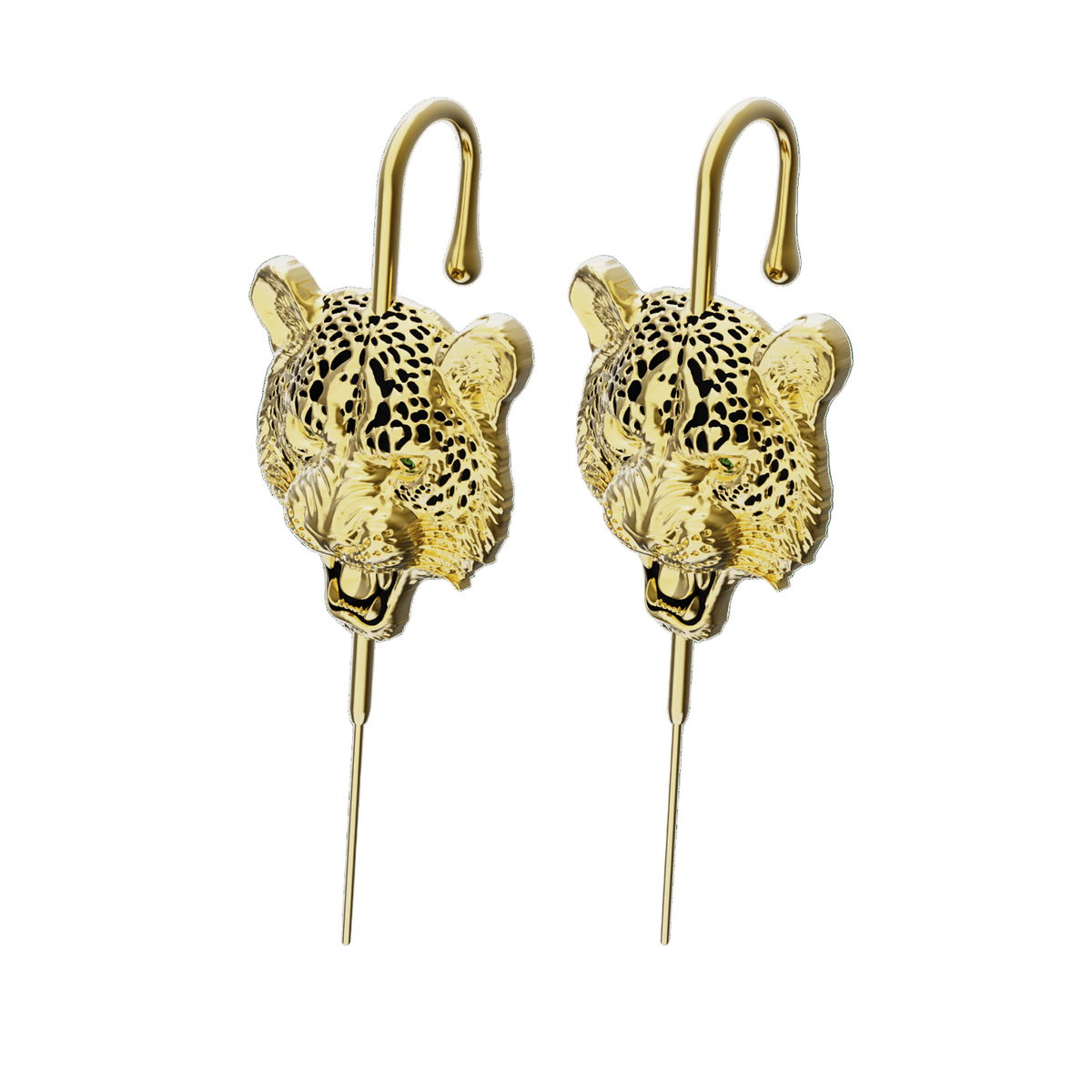 Savage Leopard ear cuffs in gold, a pair