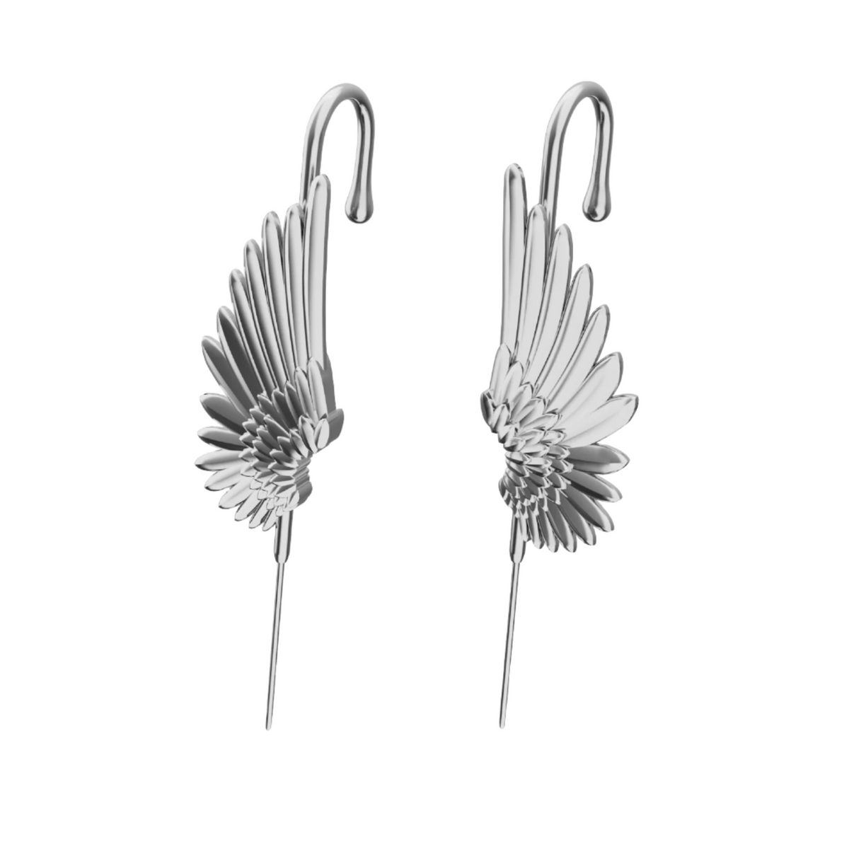 Celestial Wing ear cuffs in silver, a pair