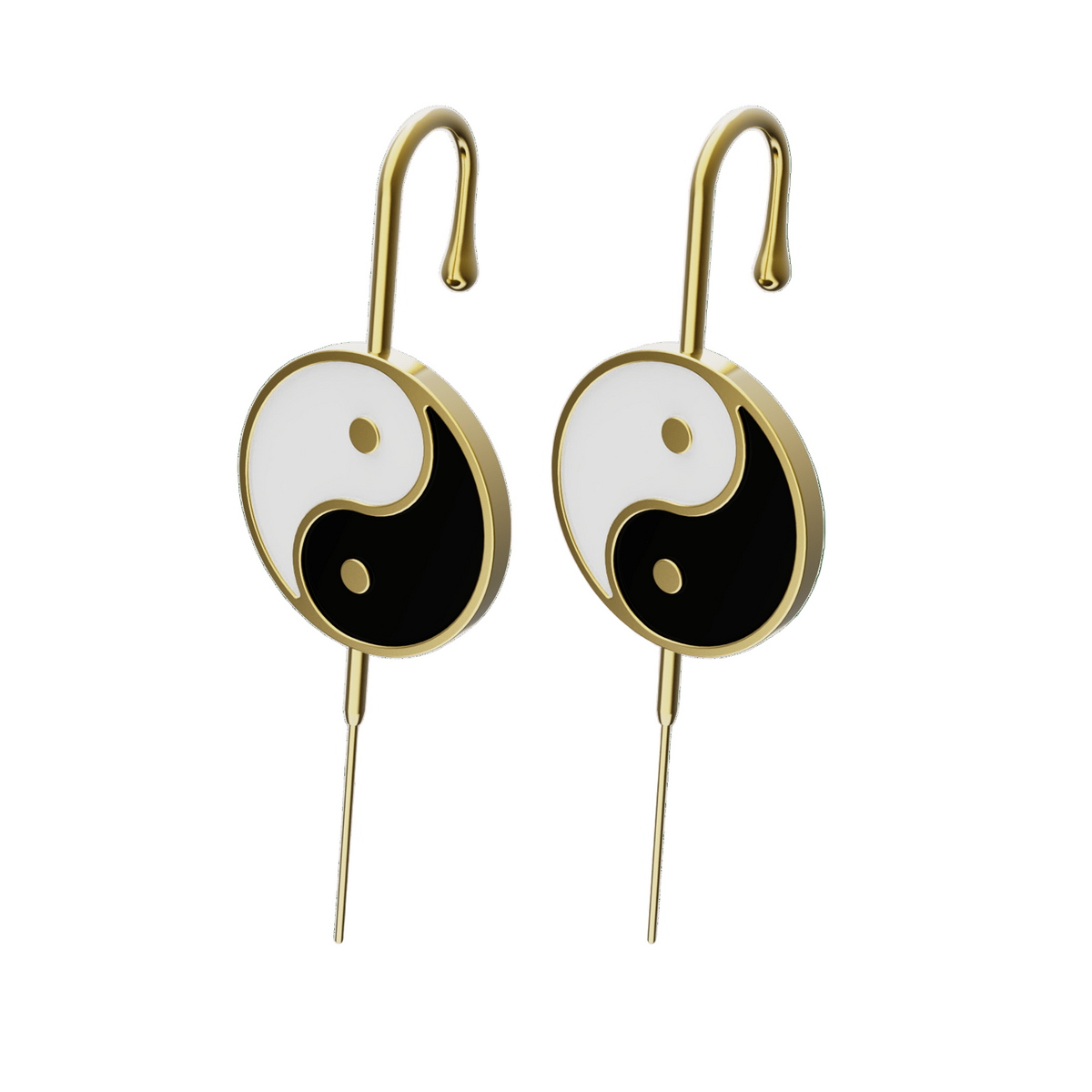Yin & Yang ear cuffs in gold, a pair