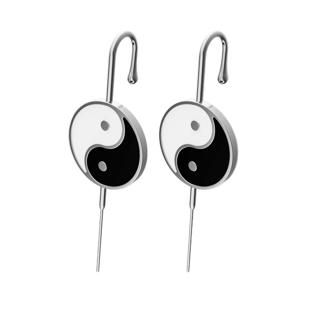 Yin & Yang ear cuffs in silver, a pair