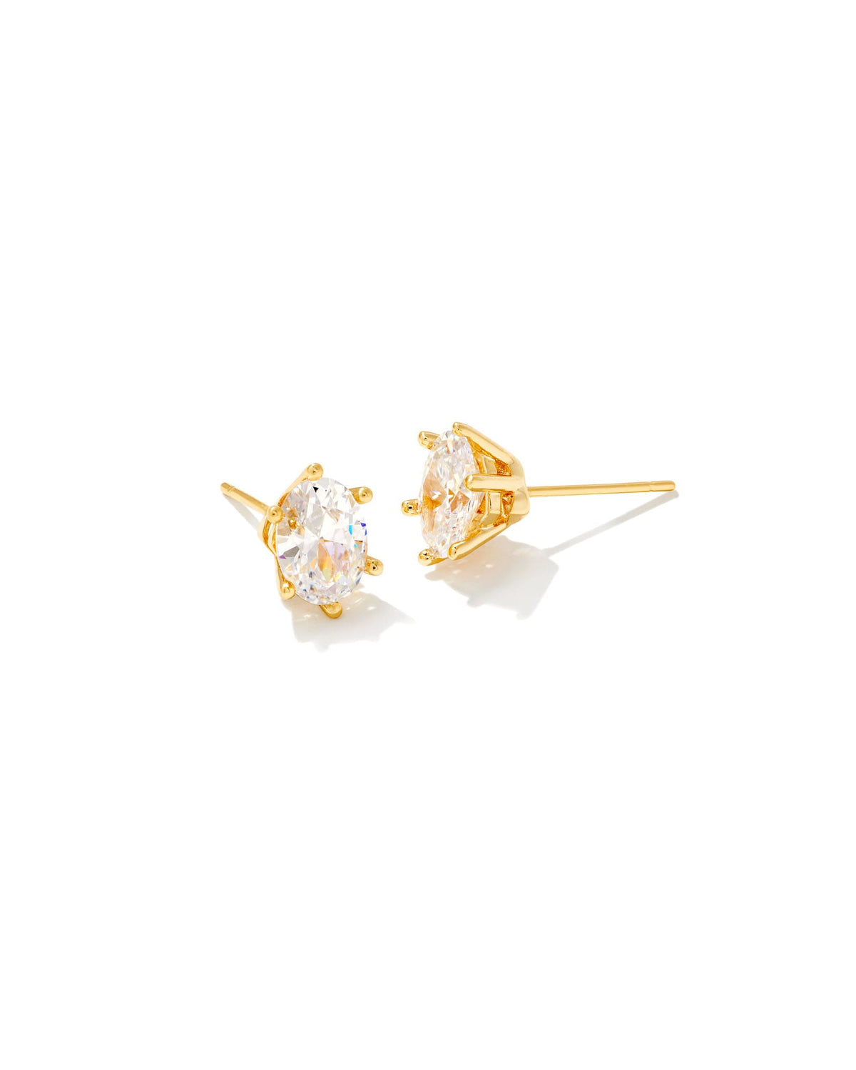 Avaline Cailin Gold Crystal Stud Earrings in White CZ