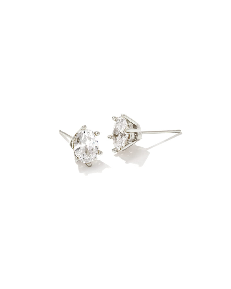 Avaline Cailin Gold Crystal Stud Earrings in White CZ
