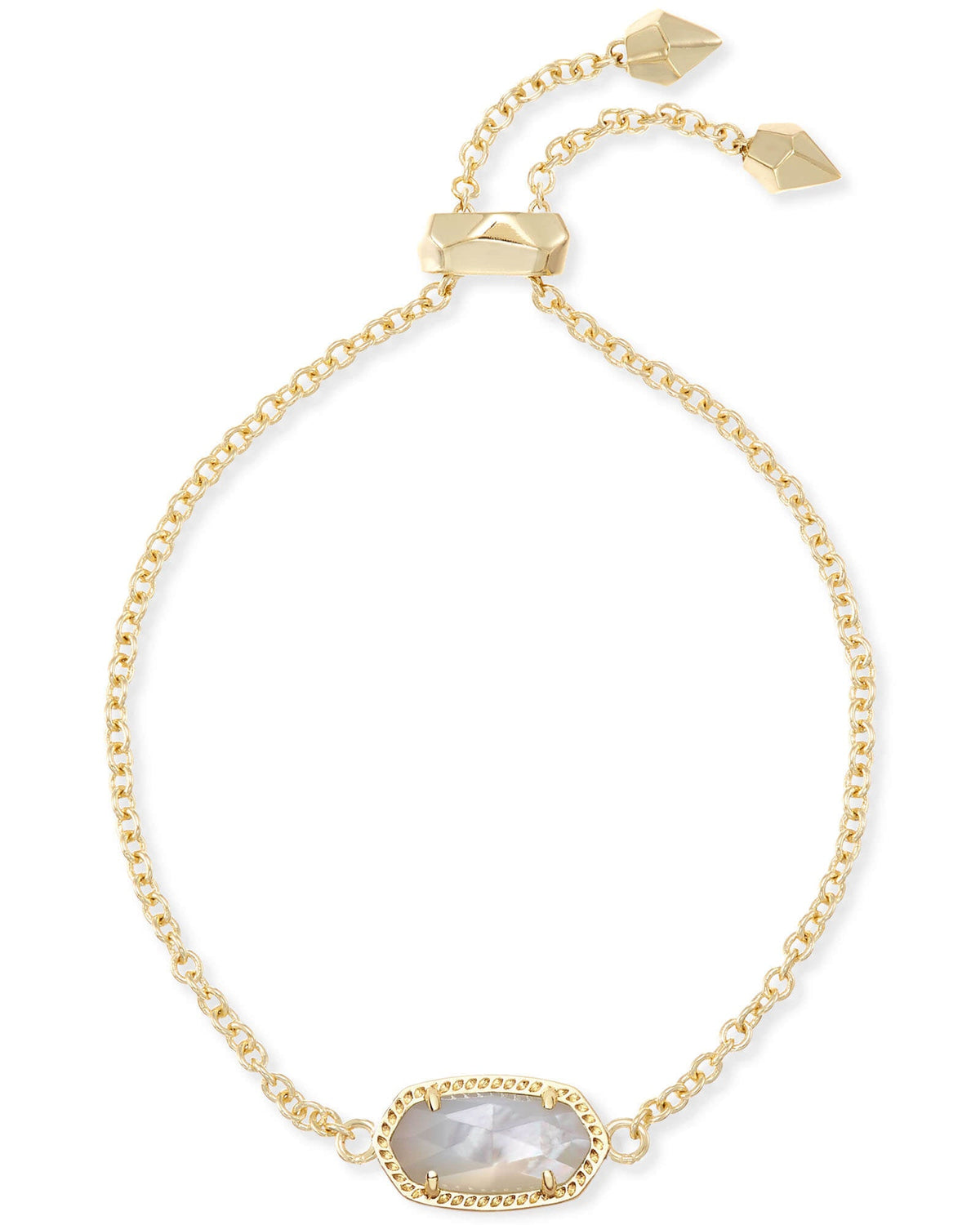 Avaline Elaina Gold Adjustable Chain Bracelet in Emerald Cat’s Eye