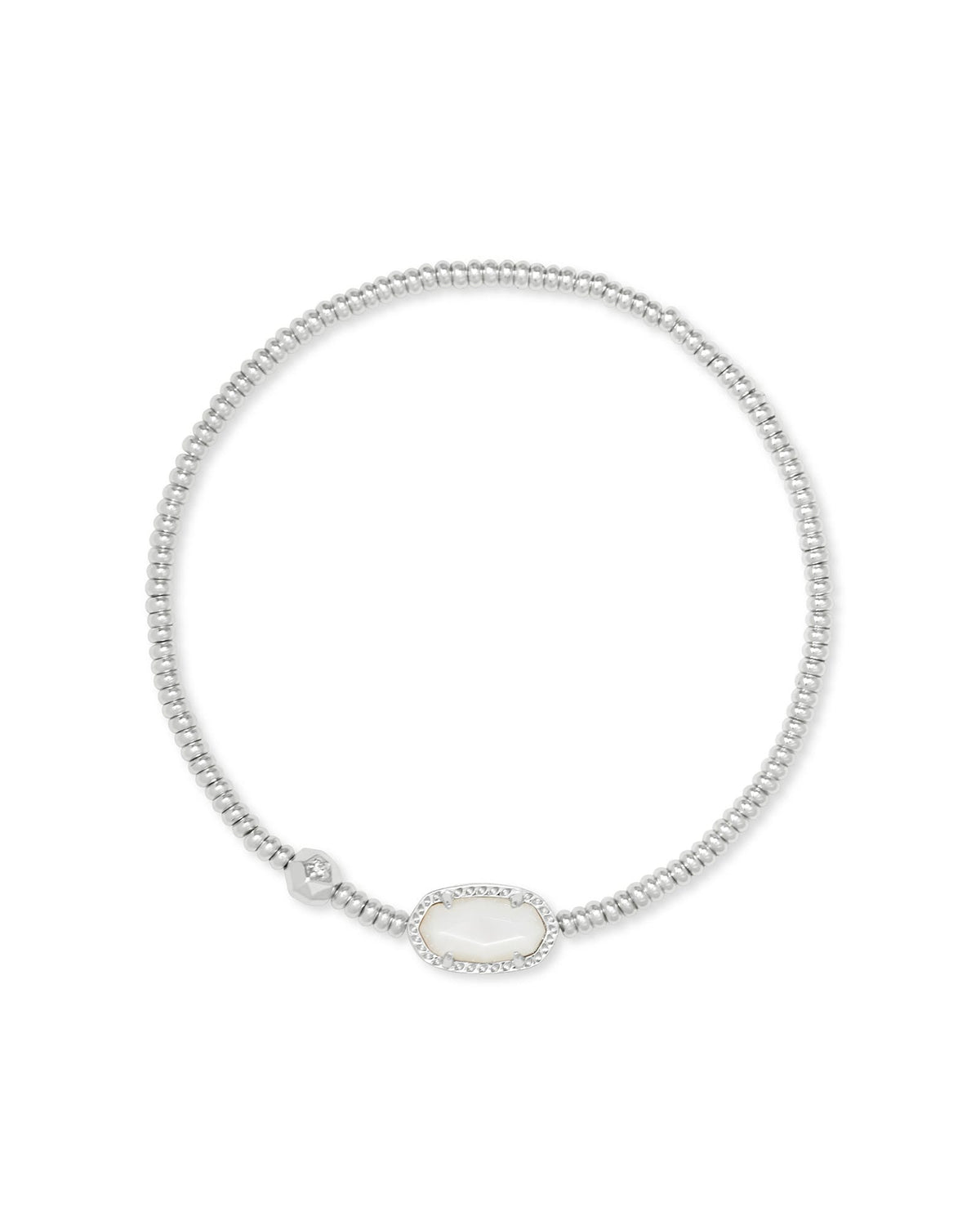 Avaline Grayson Silver Stretch Bracelet in Ivory Mother-of-Pearl