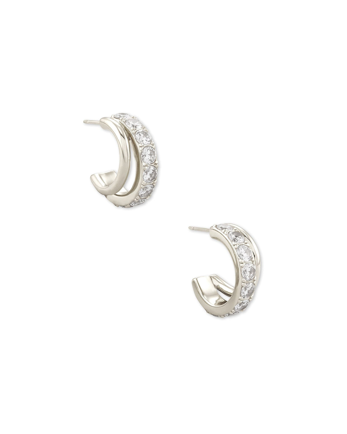 Avaline Livy Gold Huggie Earrings in White Crystal