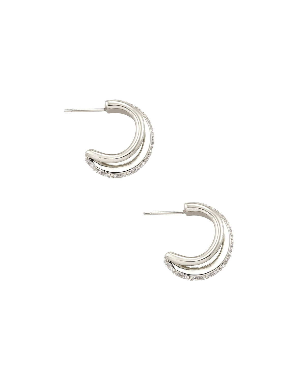 Avaline Livy Gold Huggie Earrings in White Crystal