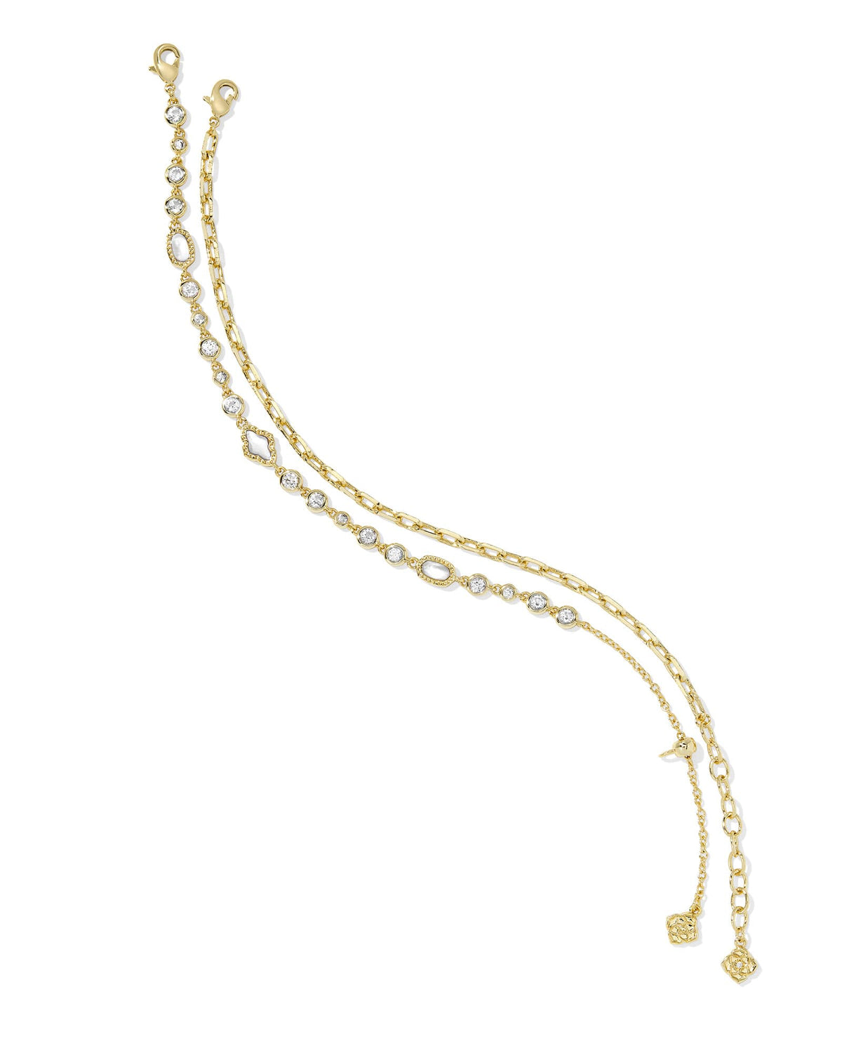 Avaline Mini Elisa and Abbie Gold Set of 2 Delicate Chain Bracelets