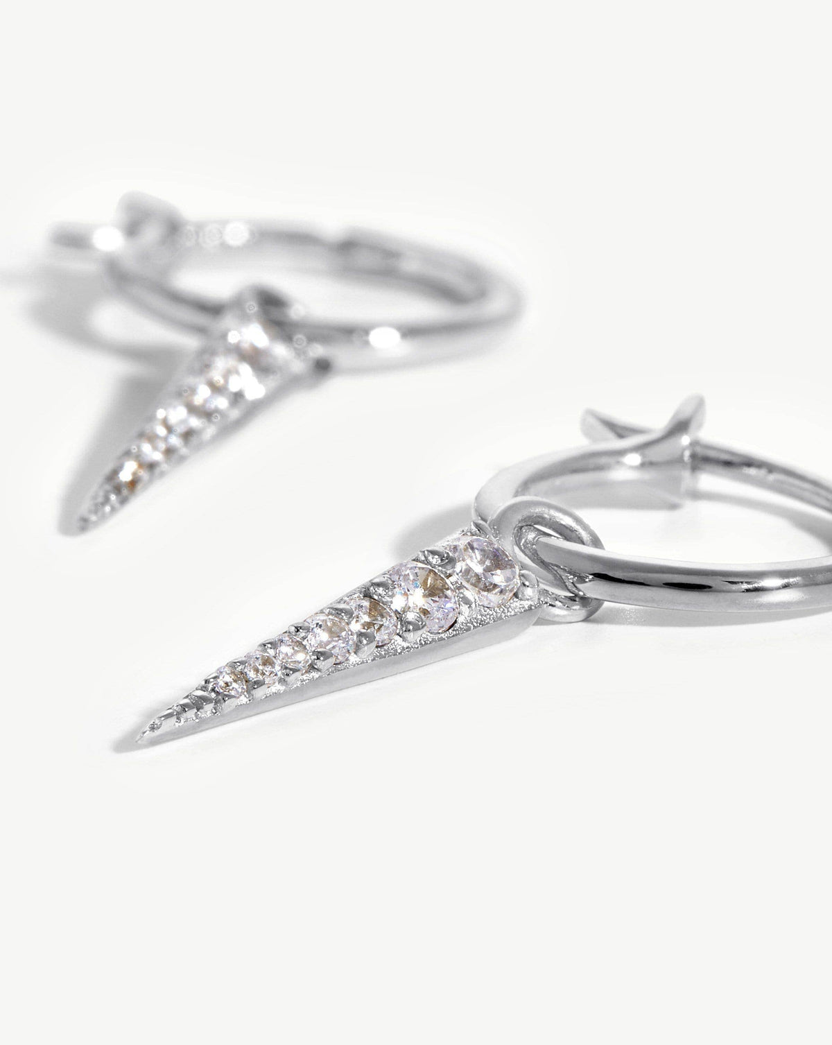 Avaline Small Pave Spike Charm Hoop Earrings