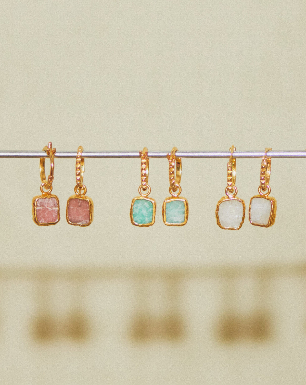 Avaline Mini Pyramid Charm Hoop Earrings