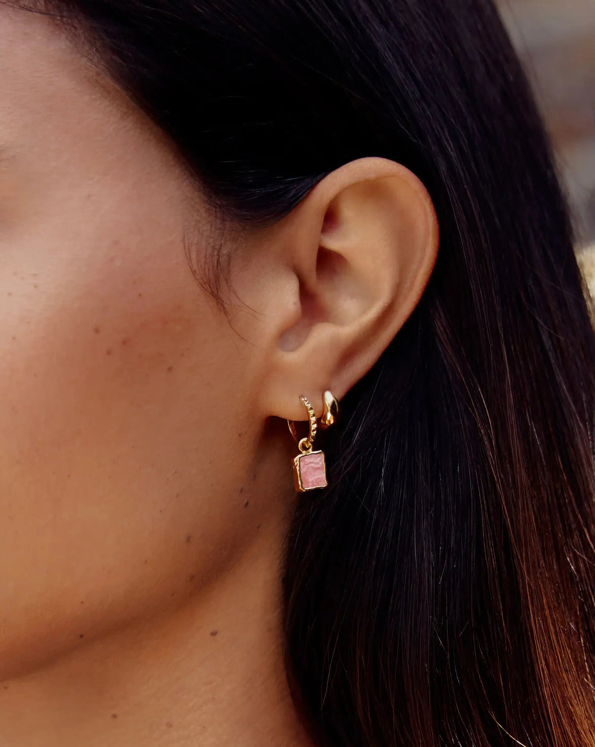 Avaline Mini Pyramid Charm Hoop Earrings