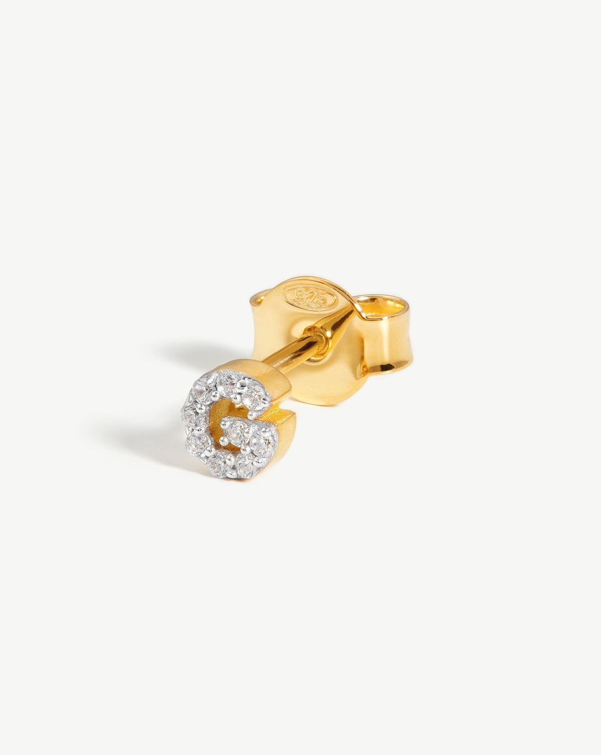 Avaline Pave Initial Single Stud Earring - Initial G