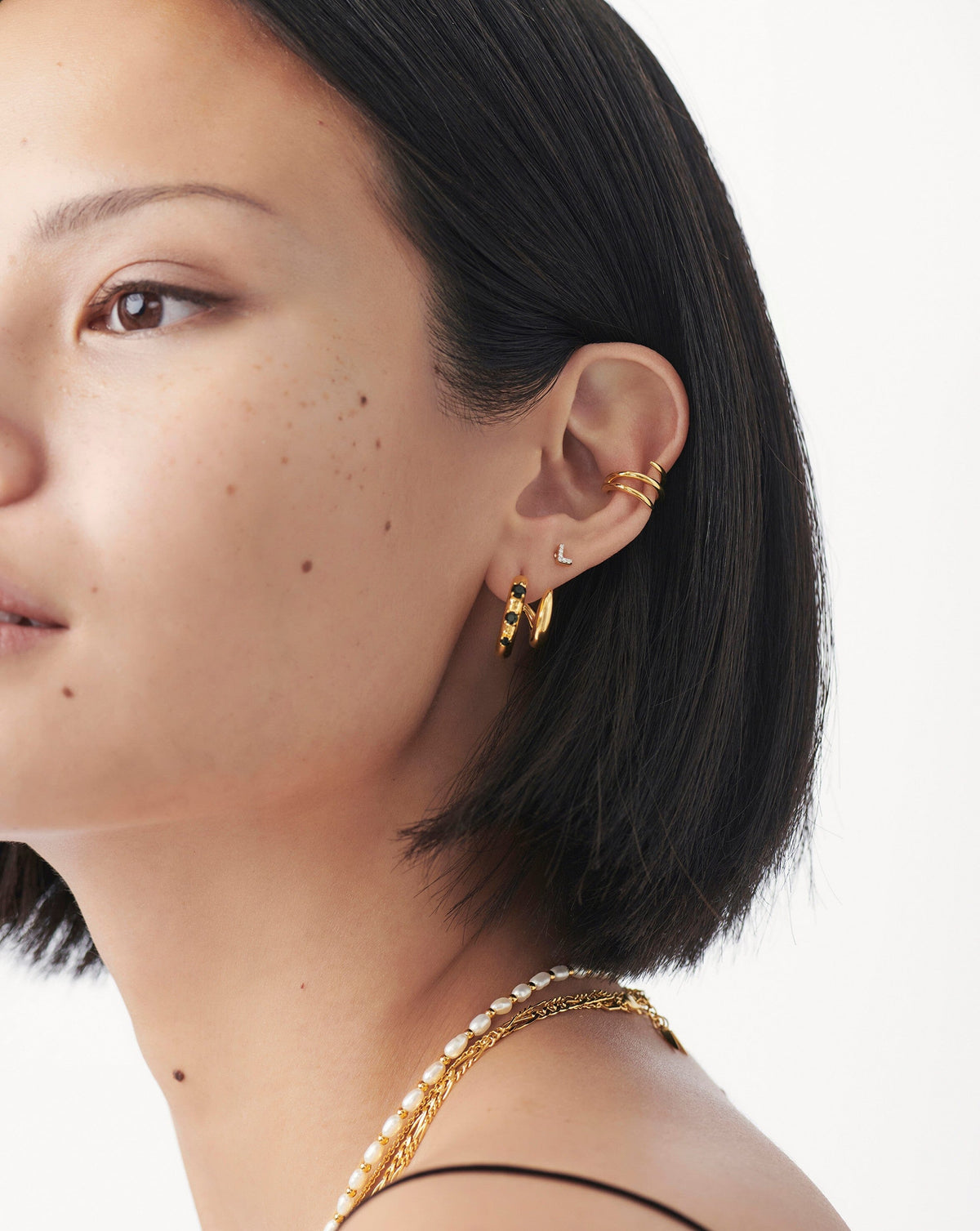 Avaline Pave Initial Single Stud Earring - Initial L