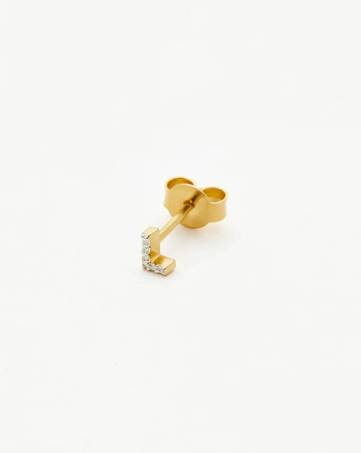 Avaline Pave Initial Single Stud Earring - Initial L
