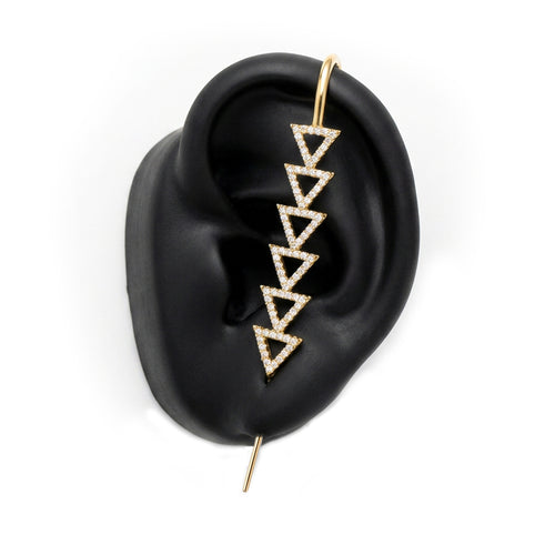 Triangle ear cuff in gold on a black ear form