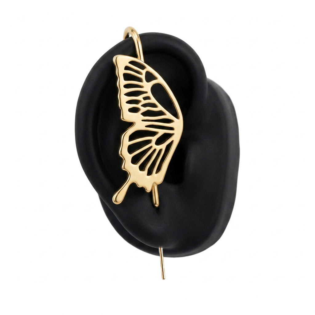 Gentle Butterfly ear cuff in gold, right-ear version