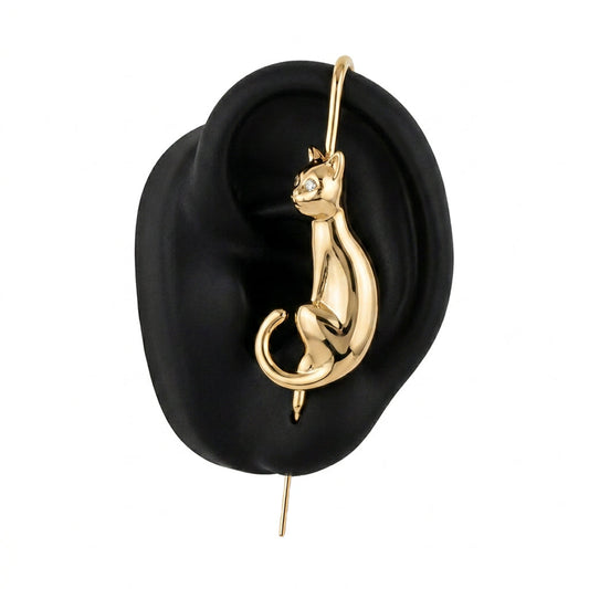 Mystic Cat ear cuff in gold on a black ear form
