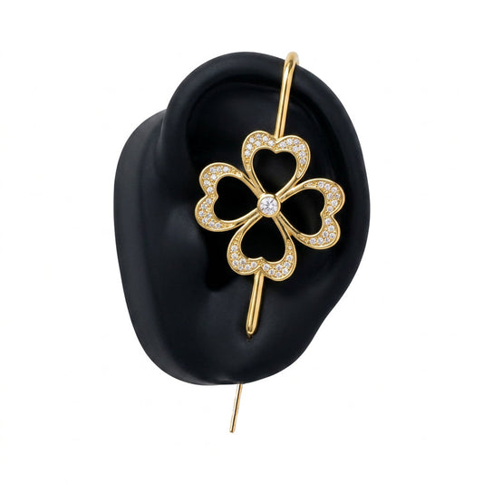 Avaline Vintage Alhambra earrings — Yellow Gold, Diamond