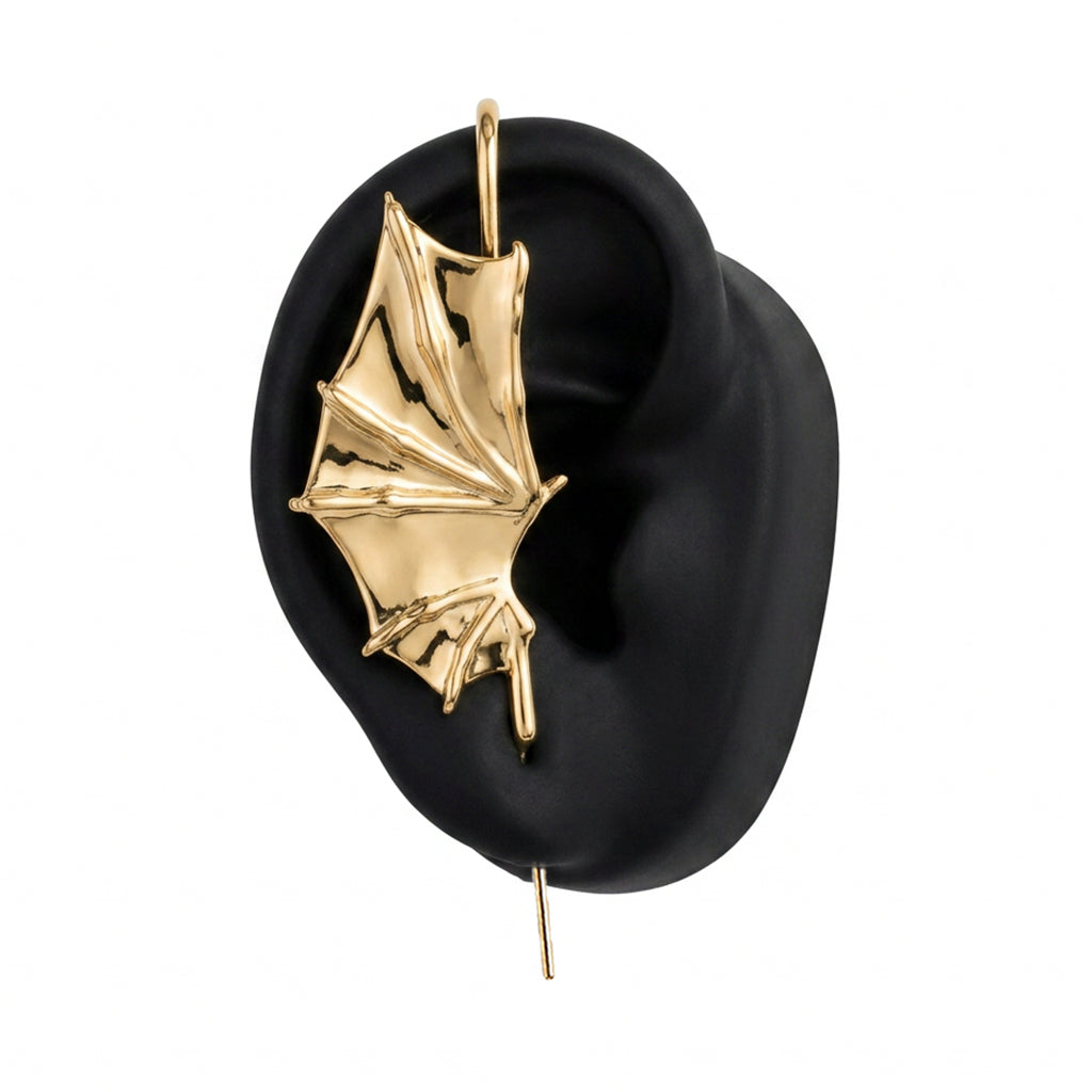 Nightfall Wings ear cuff in gold, right-ear version