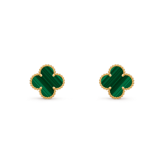 Avaline Alhambra earrings, Green Malachite