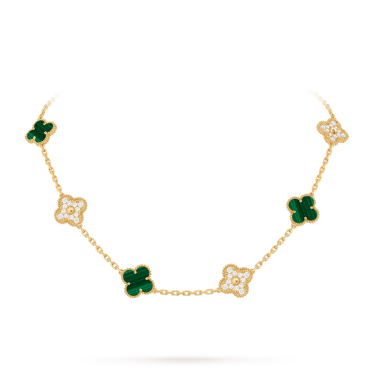 Avaline Alhambra necklace, Green Malachite