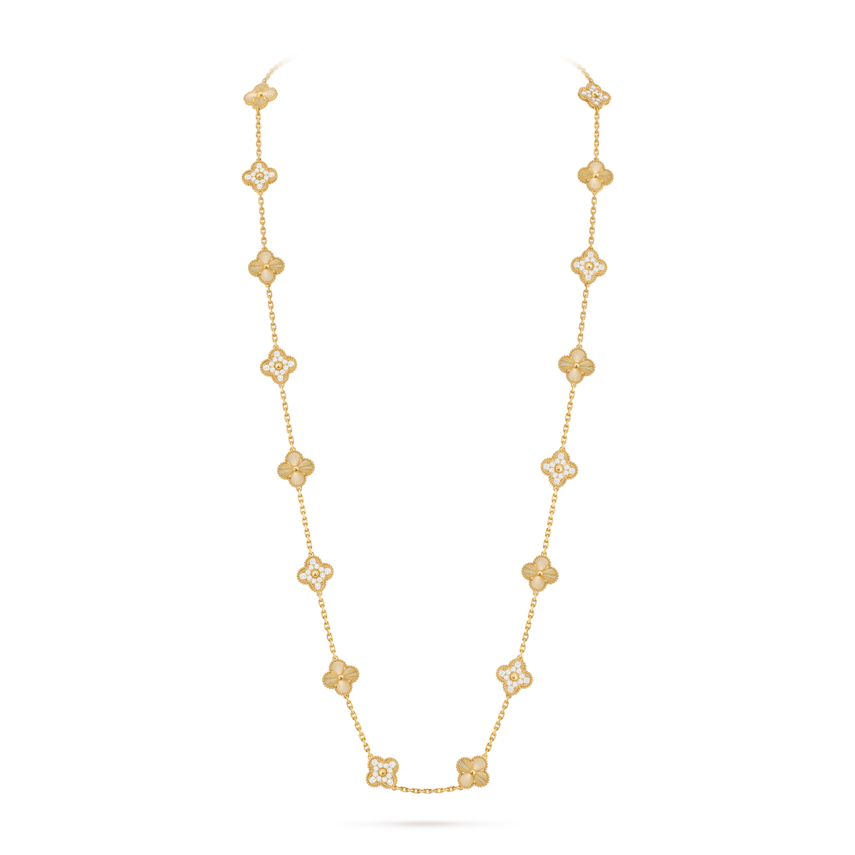 Avaline Alhambra long necklace, Clear Stone