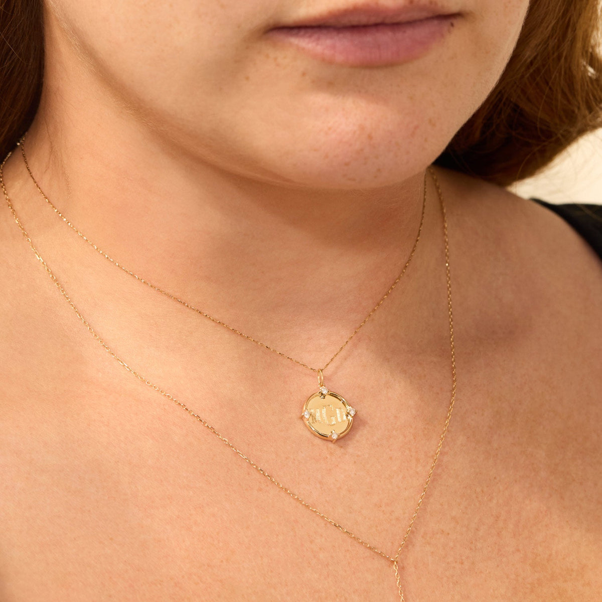 Avaline Angel Hair Diamond Gold Medallion