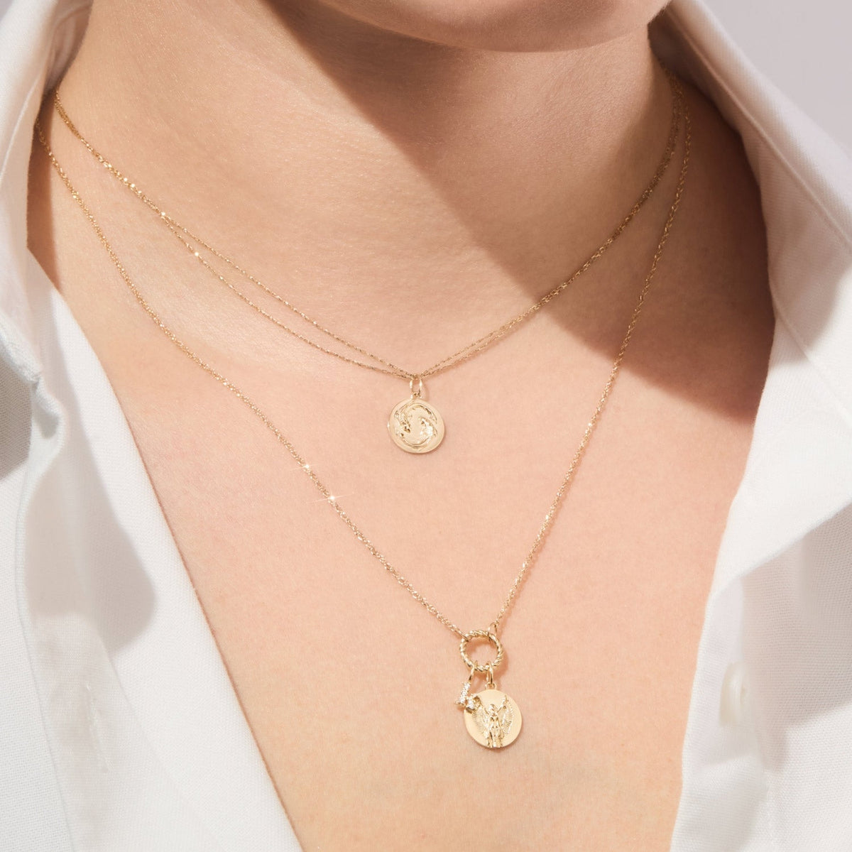 Avaline Mini Round Gold Zodiac Pendant