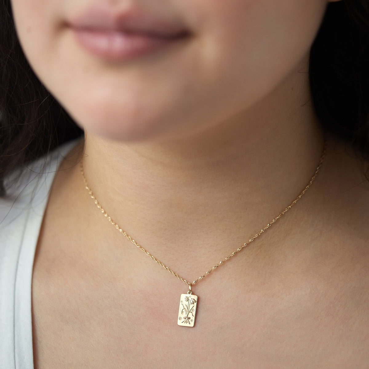 Avaline Flower Poem Charm Yellow Gold