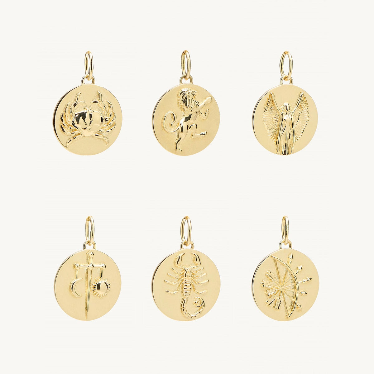 Avaline Mini Round Gold Zodiac Pendant